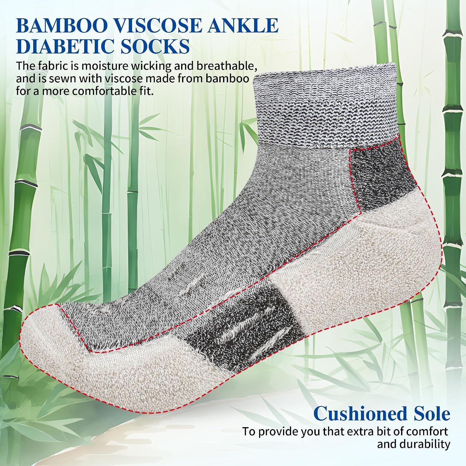 Thumbnail 2 de NOLUNT Diabetic Ankle Socks, 6 Pairs