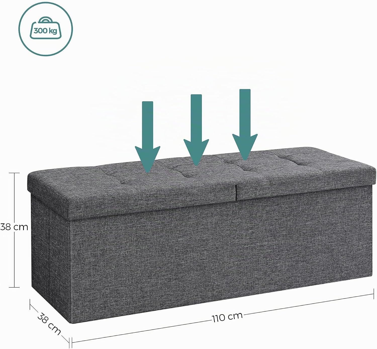 Thumbnail 2 de SONGMICS Pouf Pieghevole 38 x 110 x 38 cm