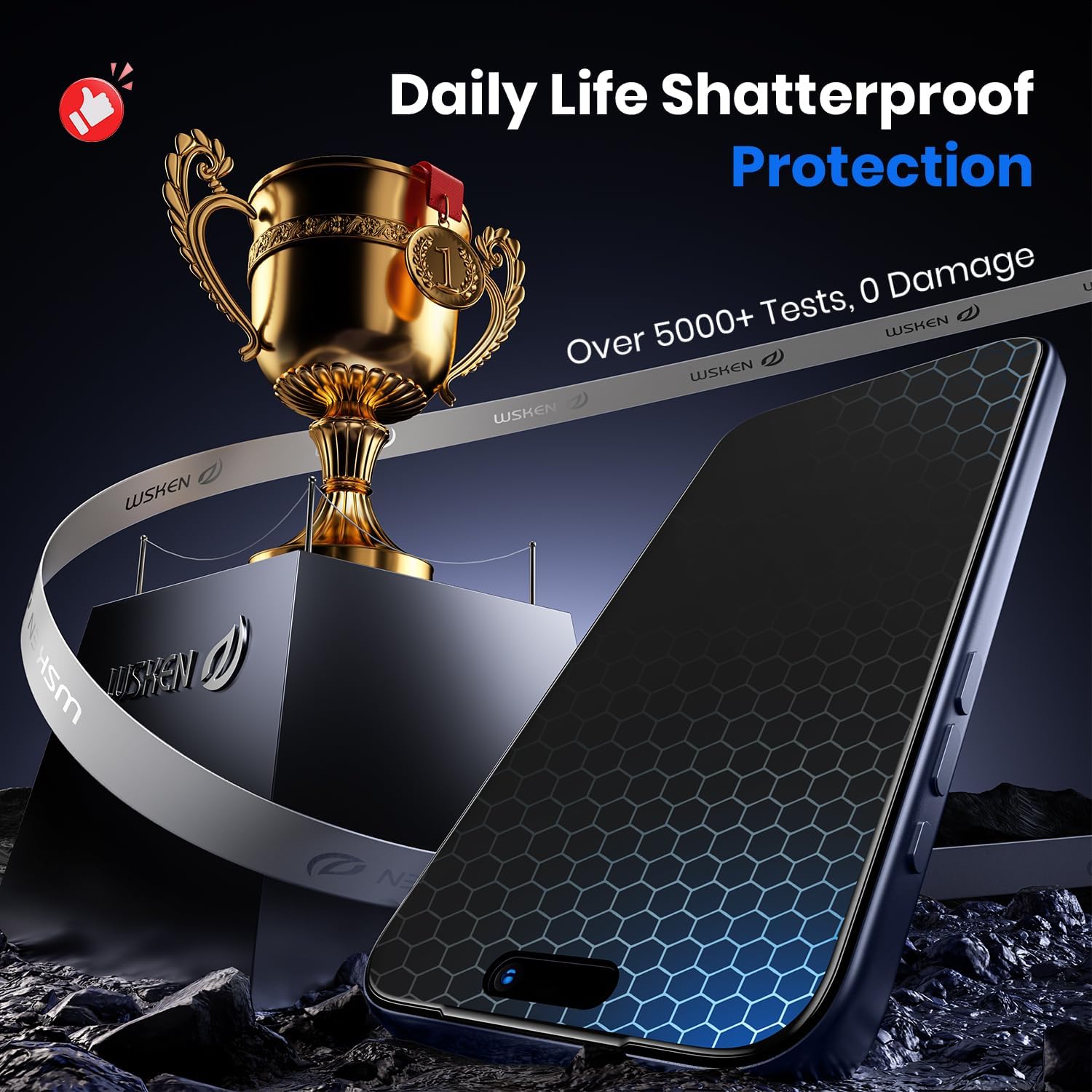 Thumbnail 4 de WSKEN Matte Privacy Screen Protector for iPhone 17 Pro Max (2 Pack) – 360° Anti Spy, Anti Glare 9H Tempered Glass