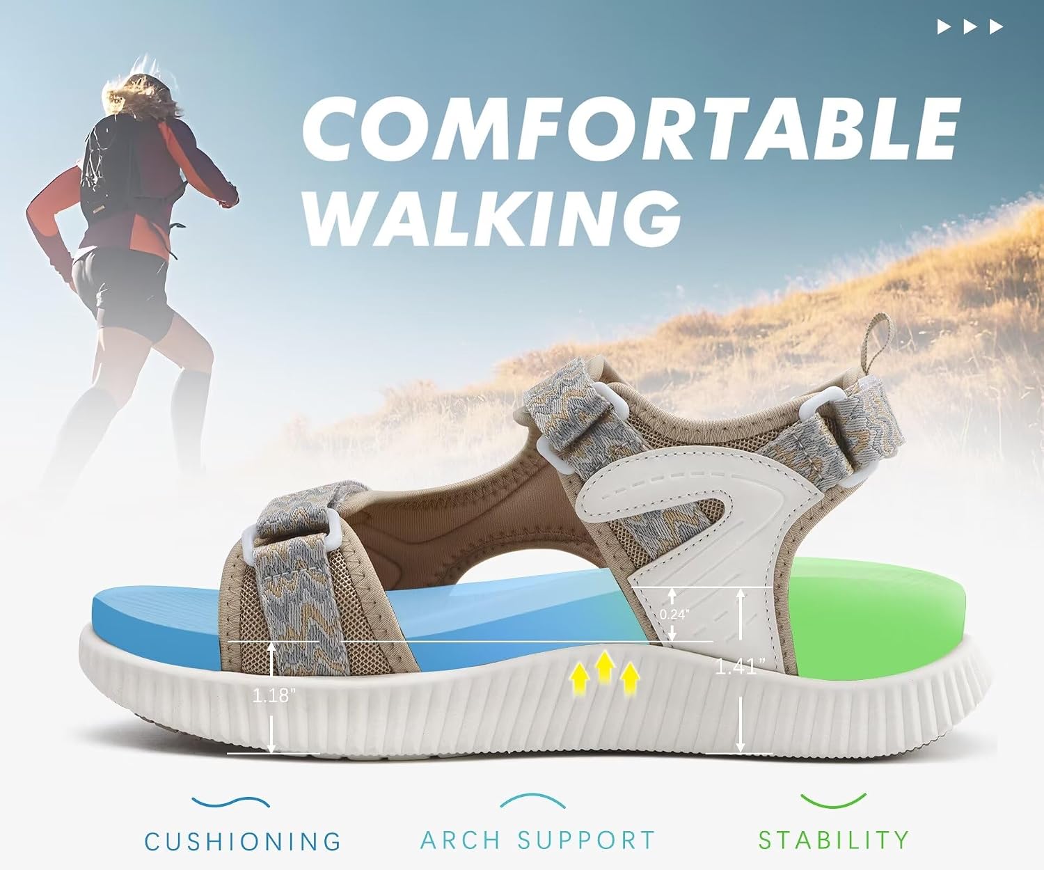 Thumbnail 6 de KuaiLu Women’s Orthopedic Walking Sandals with Arch Support and Thick Cushioned Footbed