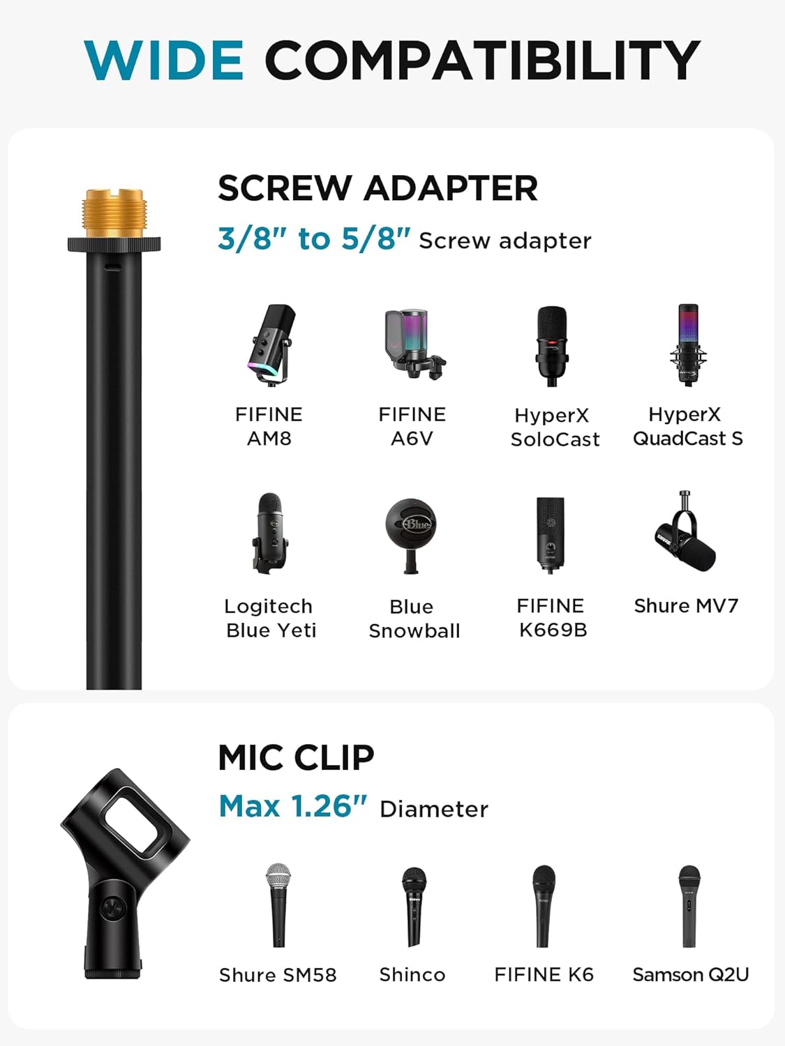 Detalle de InnoGear Mic Stand (Floor Detachable Boom Arm) Height Adjustable 34–60 in with Weighted Round Base