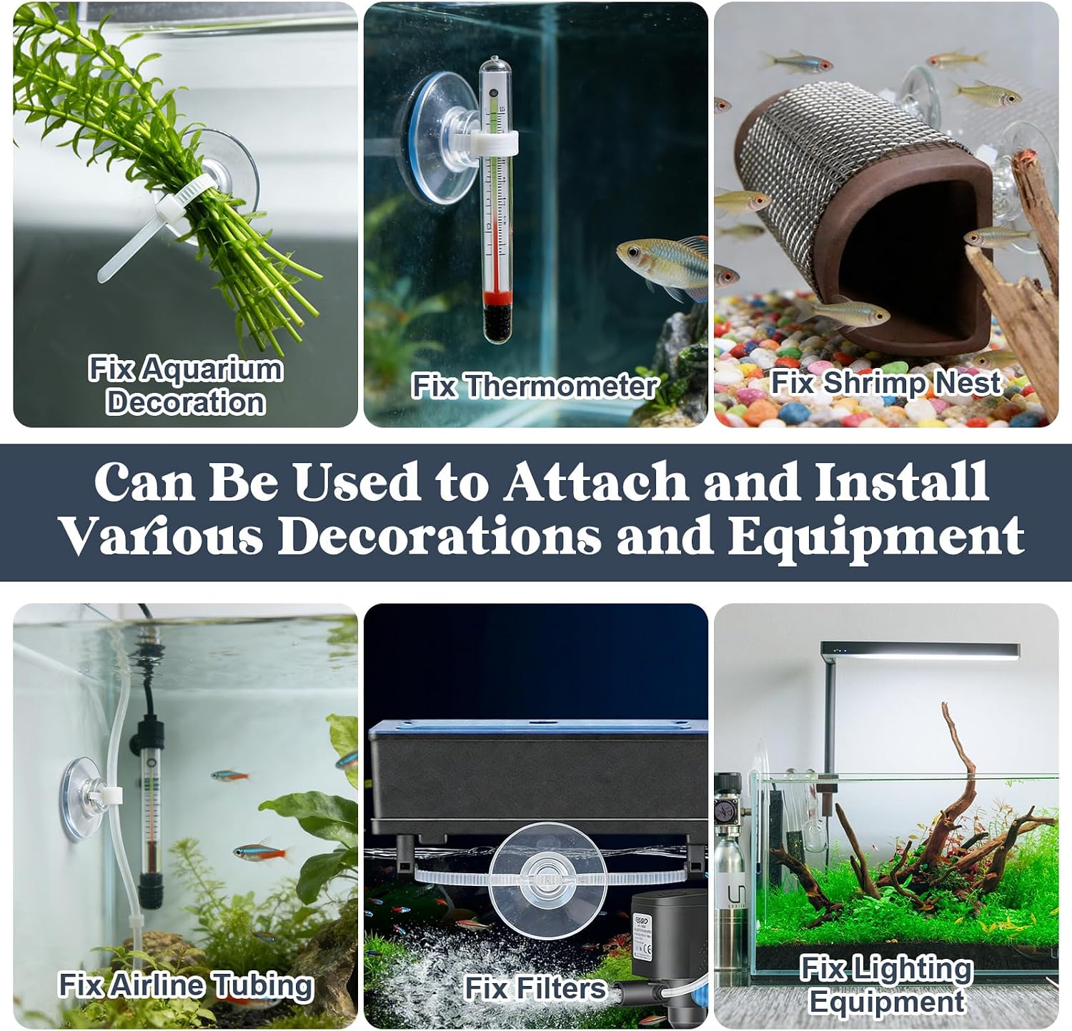 Thumbnail 5 de 40 Pcs Aquarium Suction Cups with 40 White Cable Ties – Practical Set for Tank Accessories