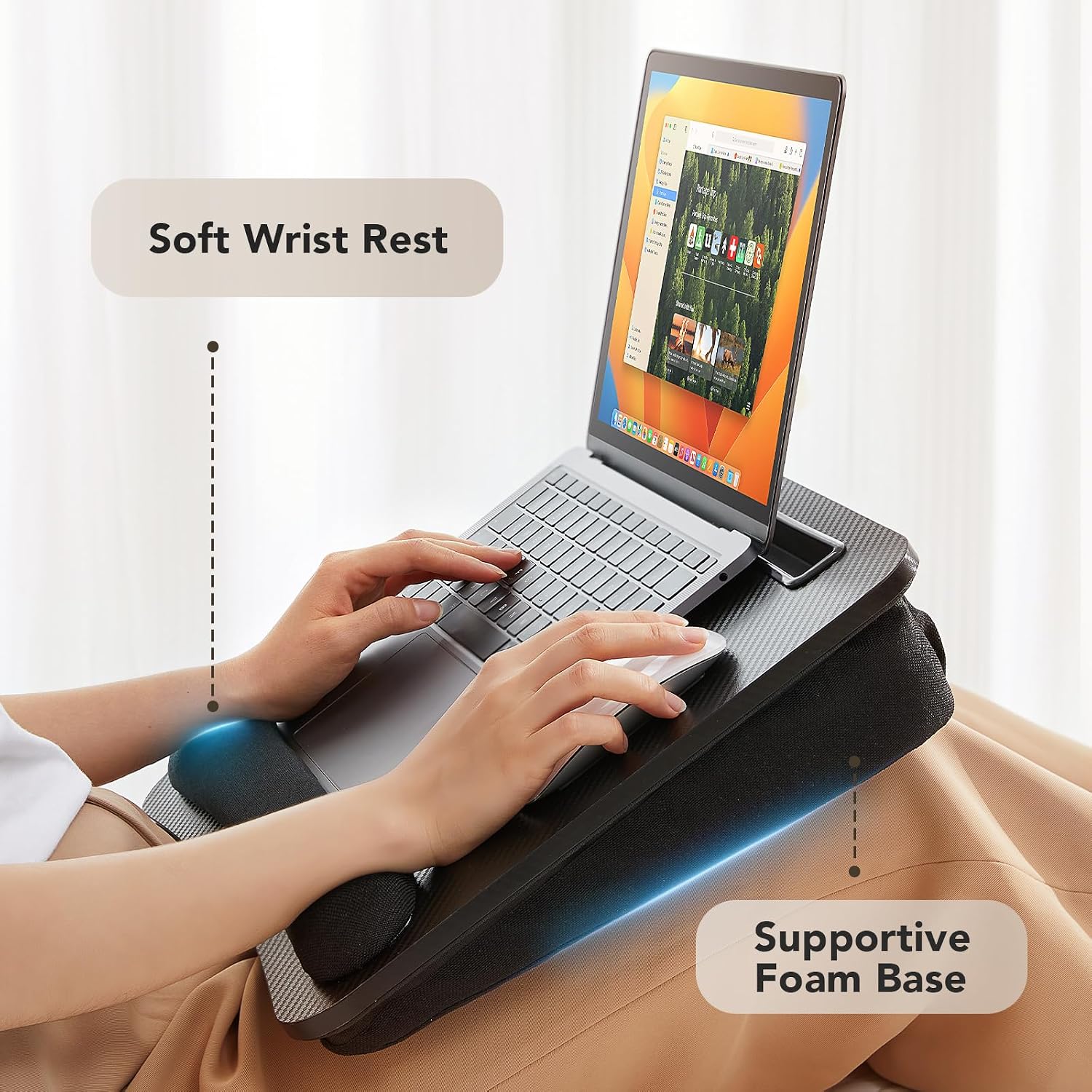 Detalle de HUANUO HNLD12B Lap Desk with Cushion, Fits Laptops up to 15.6 Inches