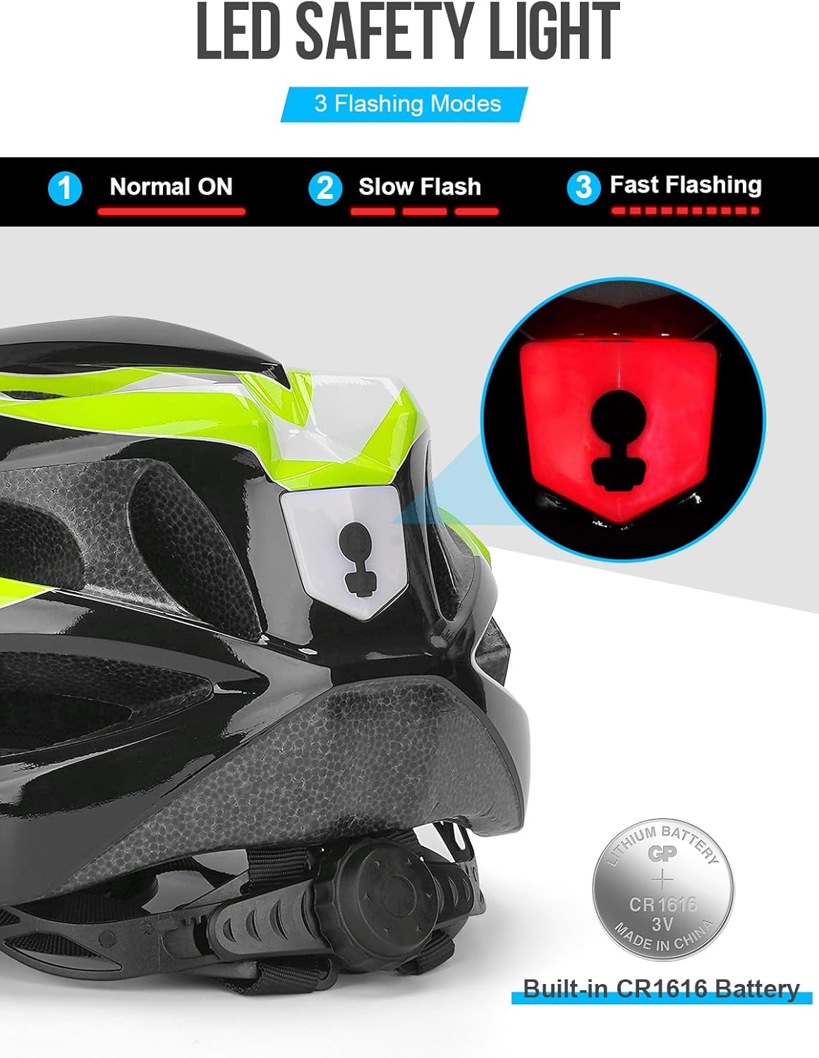 Thumbnail 1 de Bike Helmet with Light for Adults 58-62cm