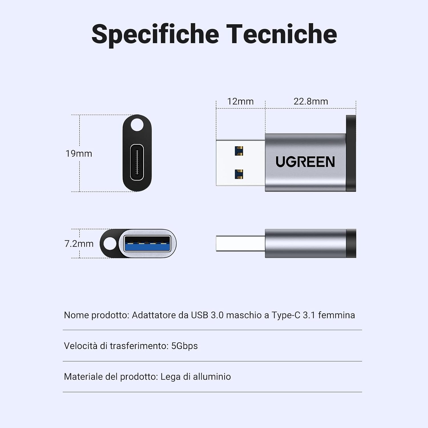 Thumbnail 6 de UGREEN Adattatore USB-C a USB 3.0 5Gbps