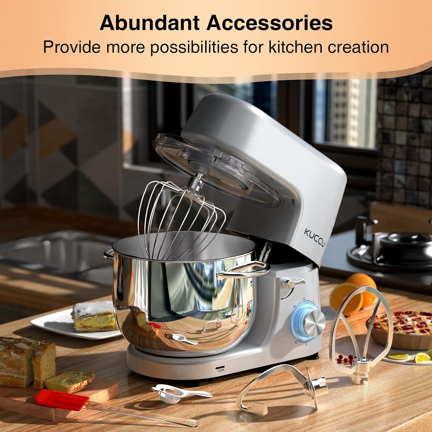 Thumbnail 6 de KUCCU SM-1508 Stand Mixer, 9.5 qt Bowl, 660W, Six Speeds with Pulse