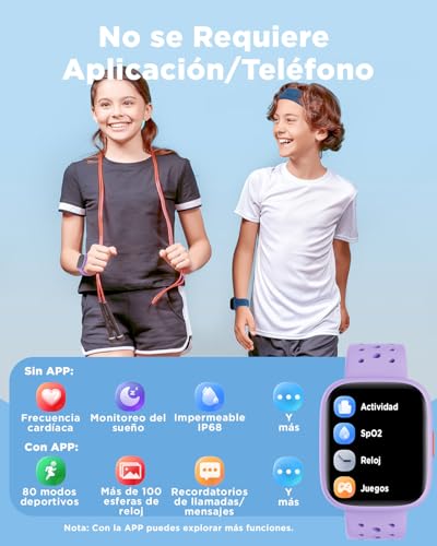 Thumbnail 1 de BIGGERFIVE Pulsera Actividad Niñas 5-16 🎮 Reloj Intelligente Lila