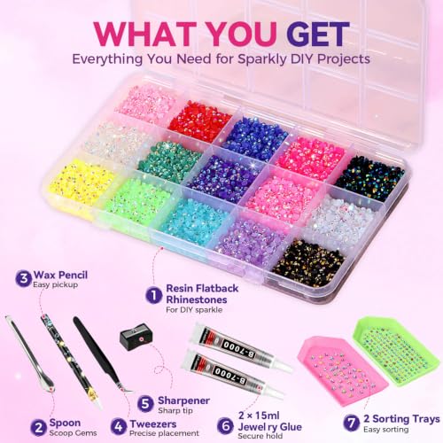 Detalle de ALECPEA 16000 Pcs 3mm Jelly Rhinestones Bedazzling Kit
