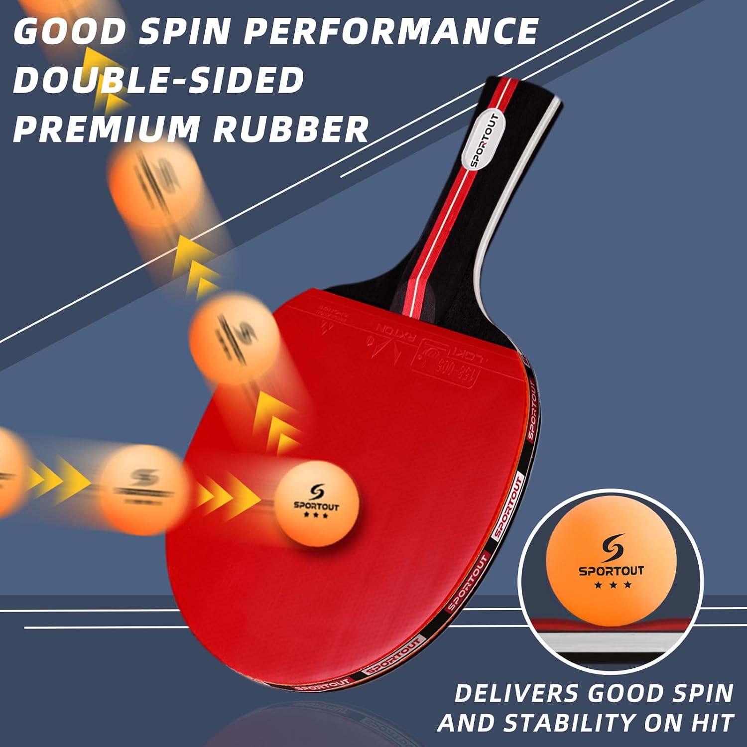Detalle de Table Tennis Bats – High-Performance Starter Set (2 Rackets, 3 Balls, Carry Bag)