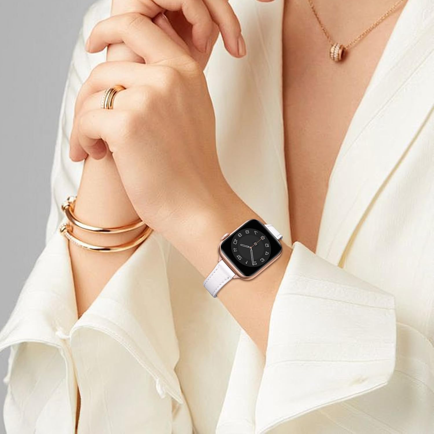 Detalle 2 de SUNFWR Slim Leather Strap for Apple Watch 41mm