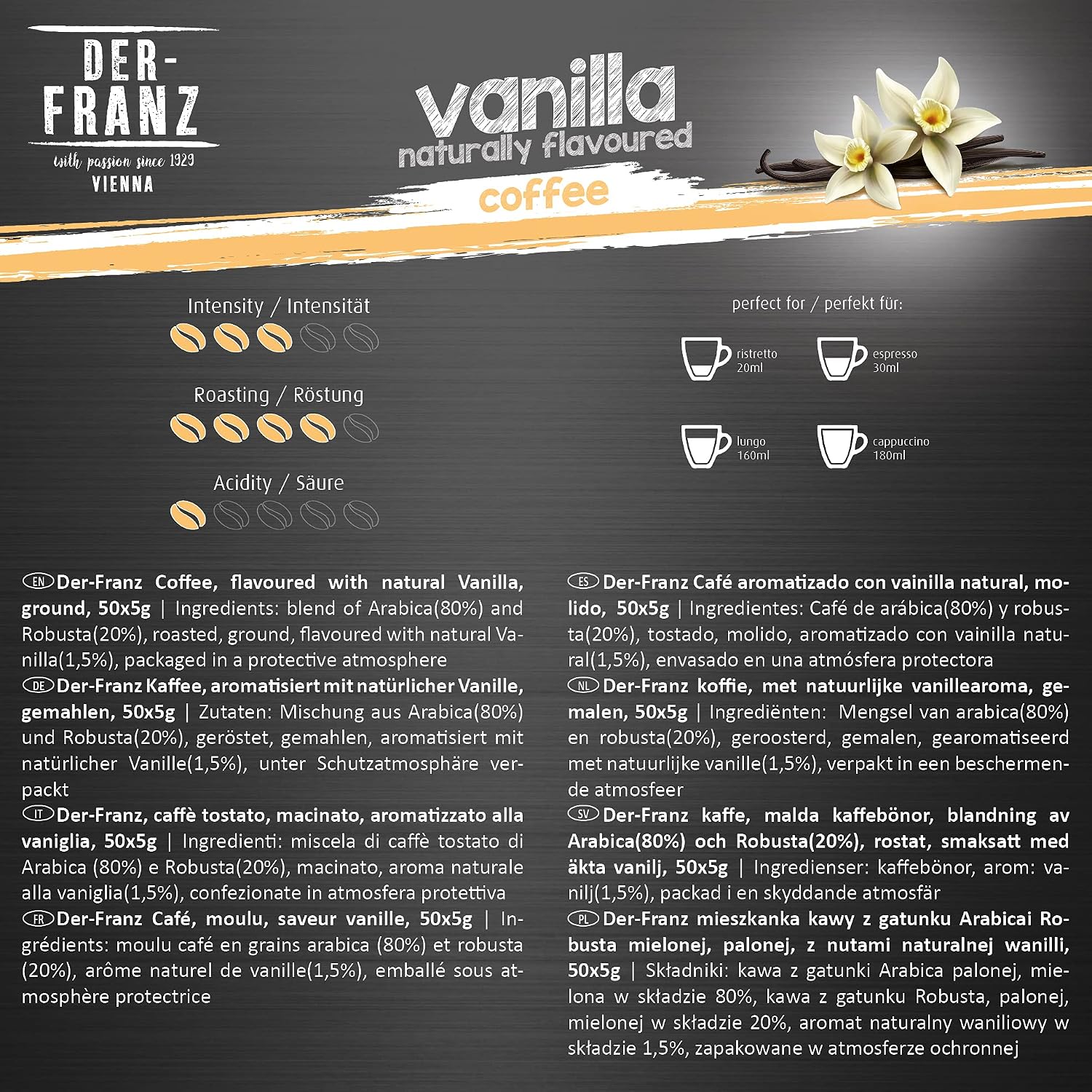 Thumbnail 3 de Der-Franz caffè Pack: chicchi interi aromatizzati 5x500 g