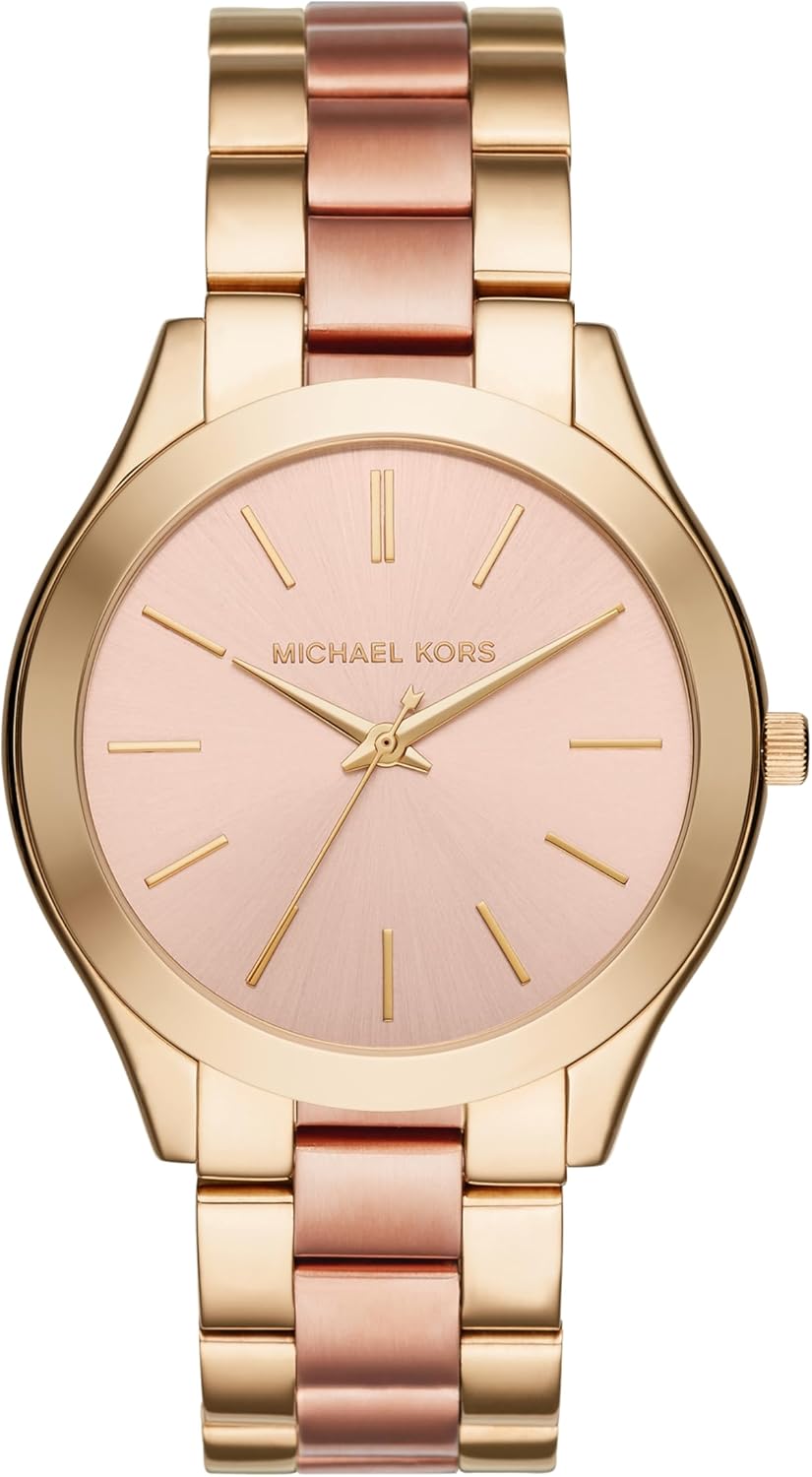Detalle de Michael Kors Montre Slim Runway pour Femme – 42 mm, mouvement quartz à trois aiguilles, bracelet acier