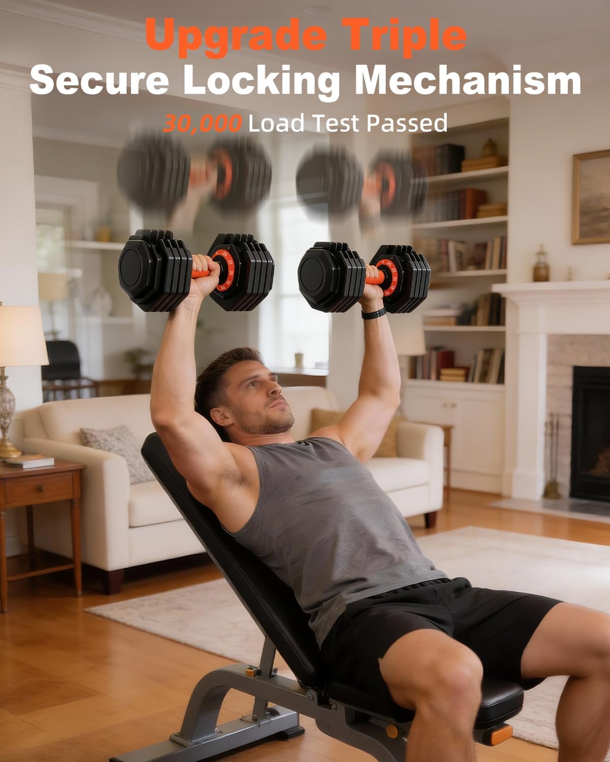 Detalle 2 de WLR Adjustable Dumbbell Set, 10 Weight Settings, Quick-Dial, 25 lb Each