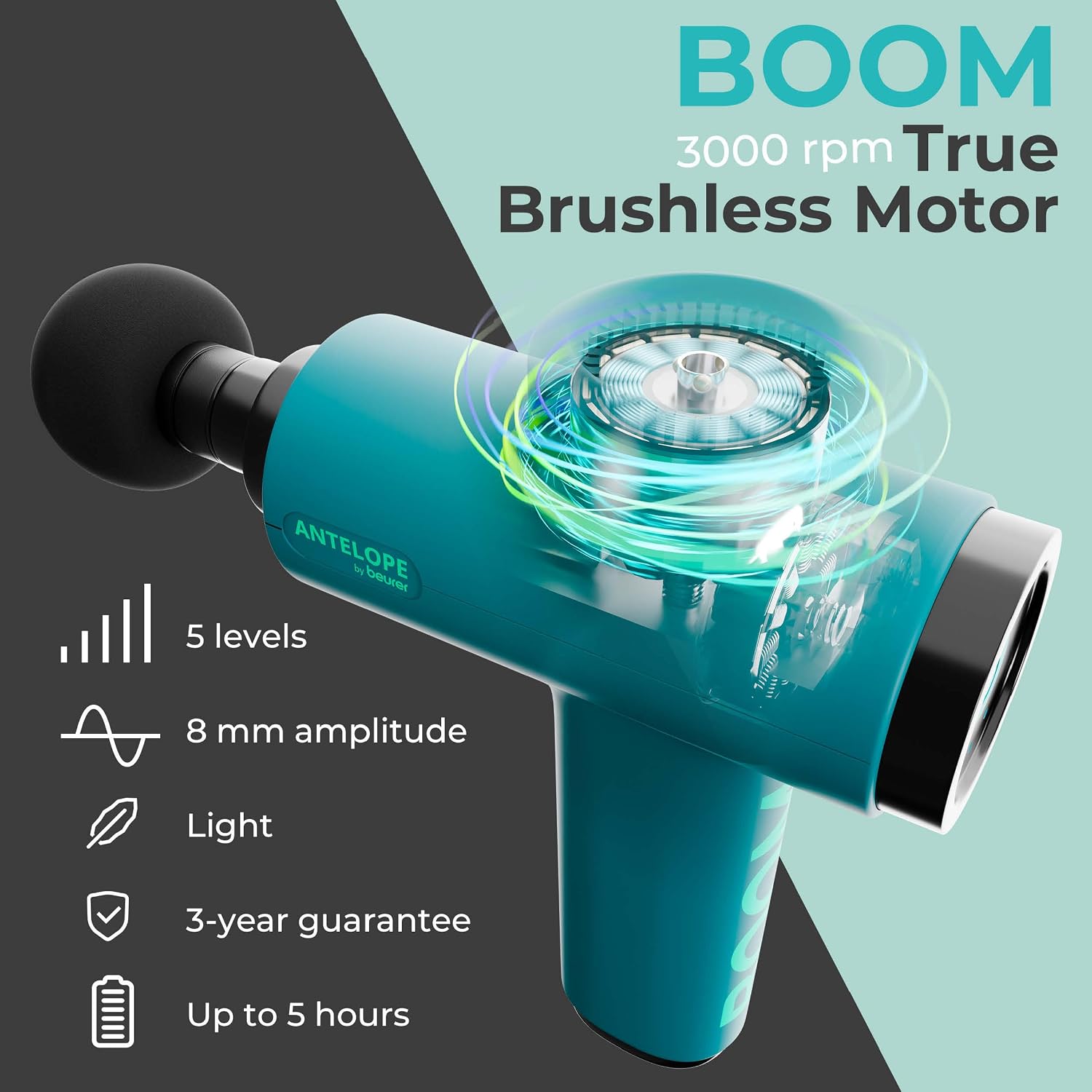 Detalle de Beurer Antelope BOOM Massage Gun: Compact Power for Targeted Recovery