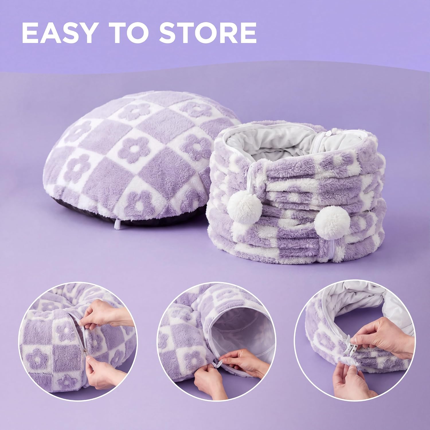 Thumbnail 3 de LE SURE LB6T9A2UST00 2-in-1 Cat Tunnel Bed, 33.5-In. Round Design