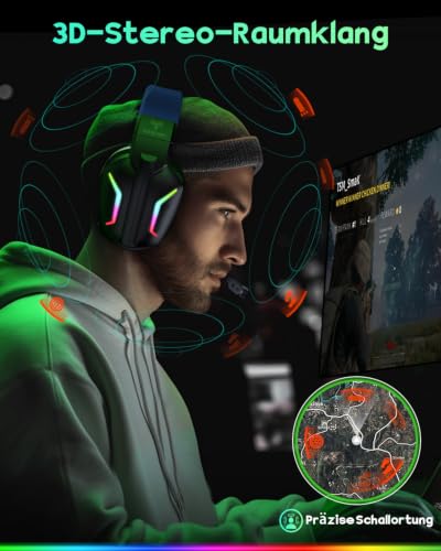 Detalle 2 de WESEARY Gaming Headset Wireless mit Mikrofon – kompatibel mit PS5, PS4, PC, Switch
