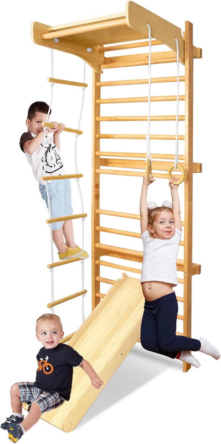 LARS360 Multifunktions Sprossenwand Set – Holz-Klettergerüst für Kinder ab 3 Jahren