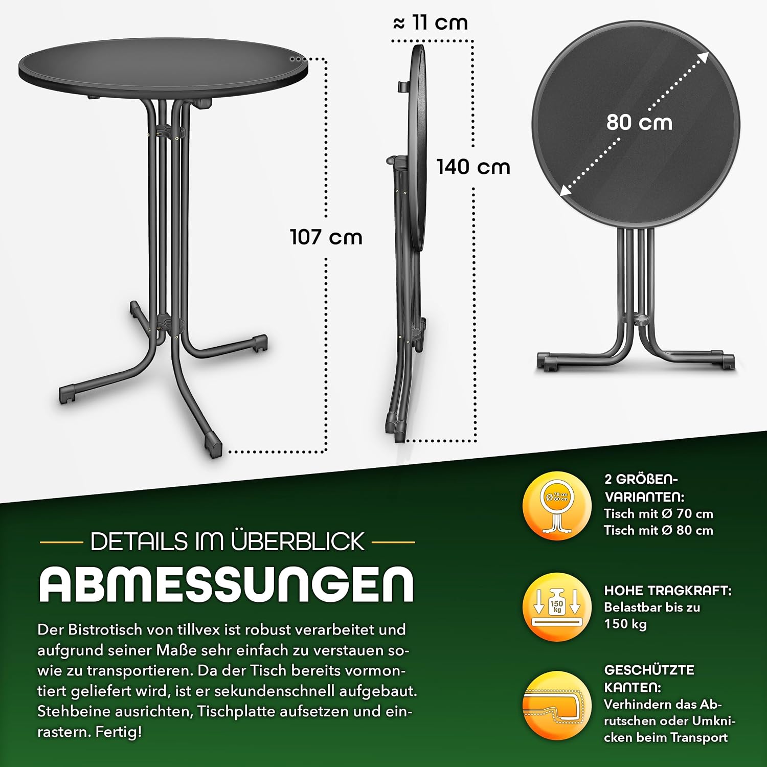 Thumbnail 1 de tillvex Gastro Stehtisch klappbar 2er Set Ø80cm