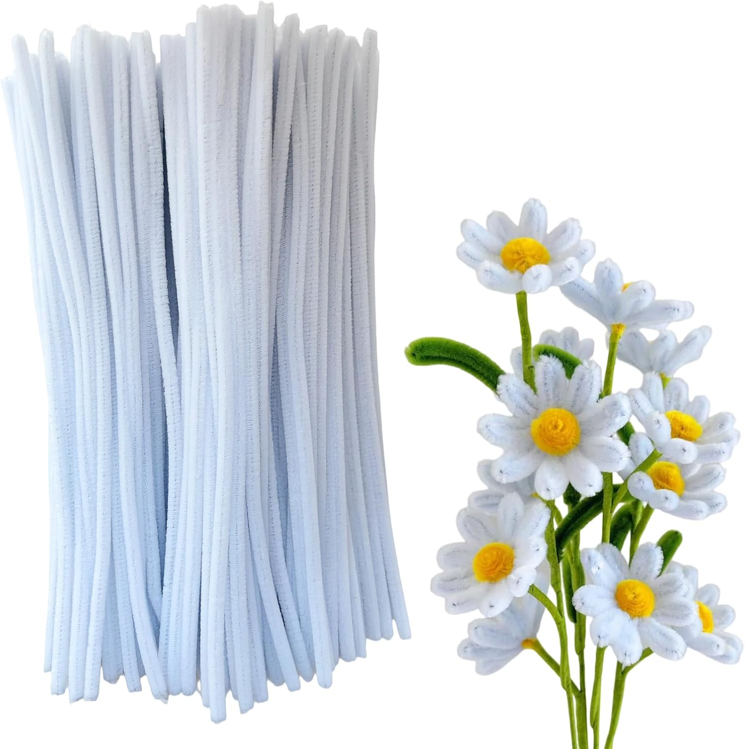 Detalle de WNYBRIO 300-Piece White Chenille Stem Pipe Cleaners, 6 mm Diameter