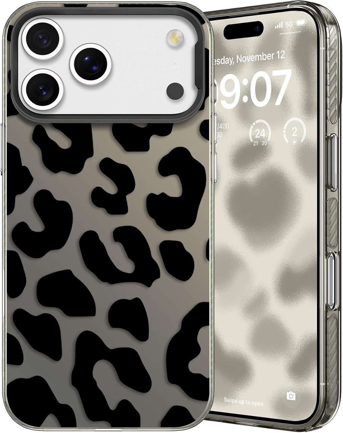 Detalle de ZCDAYE Case for iPhone 17 Pro – Black Leopard TPU Shield