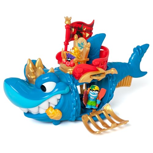 Detalle de PIRATIX Adventure World King Shark – Tiburón articulado con jaula y tesoro: una aventura pirata para imaginar sin límites
