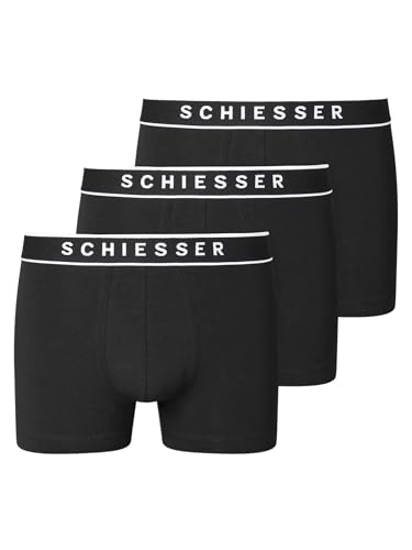 Detalle de Schiesser Herren 3er Pack Boxershorts Bio-Baumwolle 95/5 – Schwarz, Größe 6/L (173983)