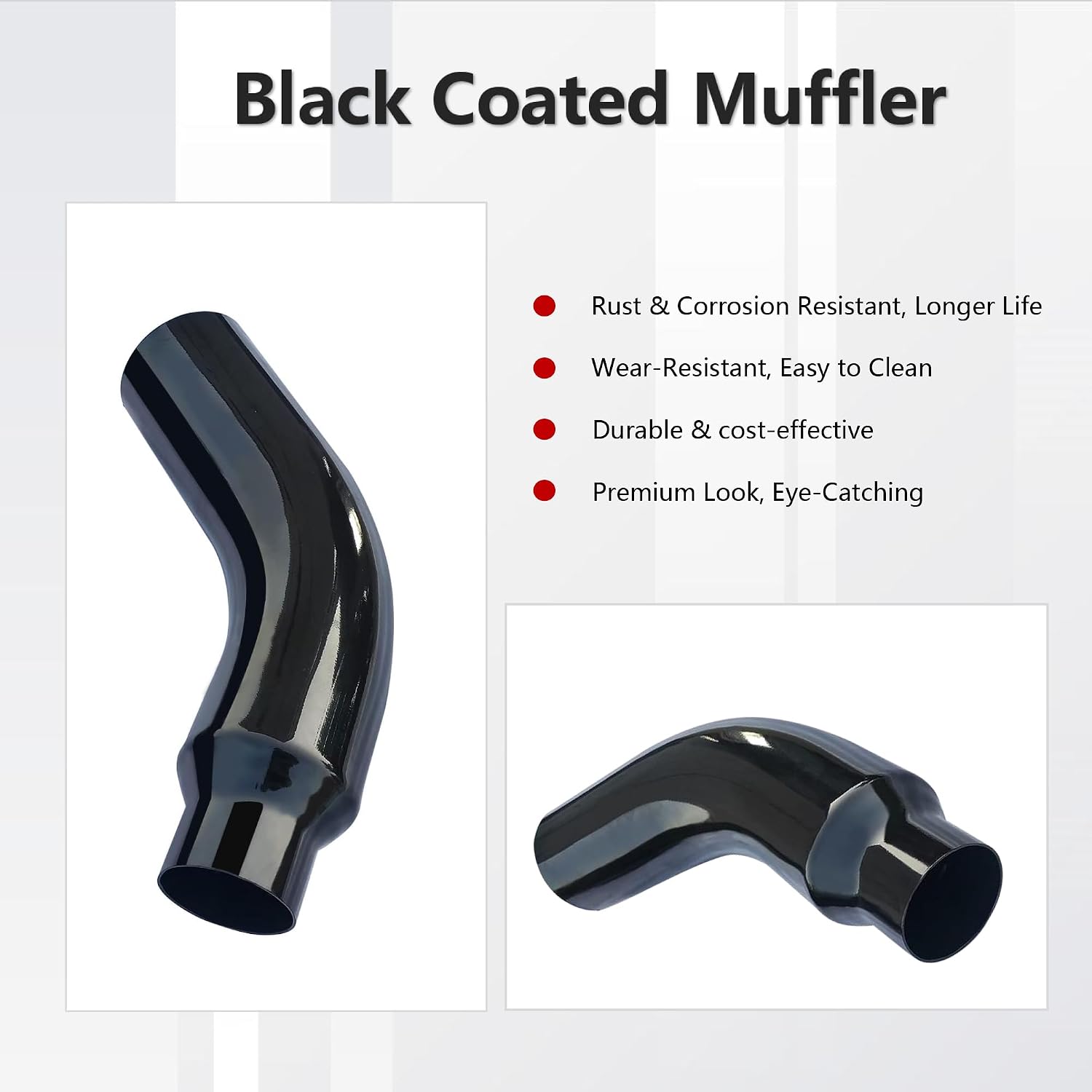 Detalle de 5" to 6" Exhaust Elbow with Clamp (Chrome/Black Coating) — No Welding Required