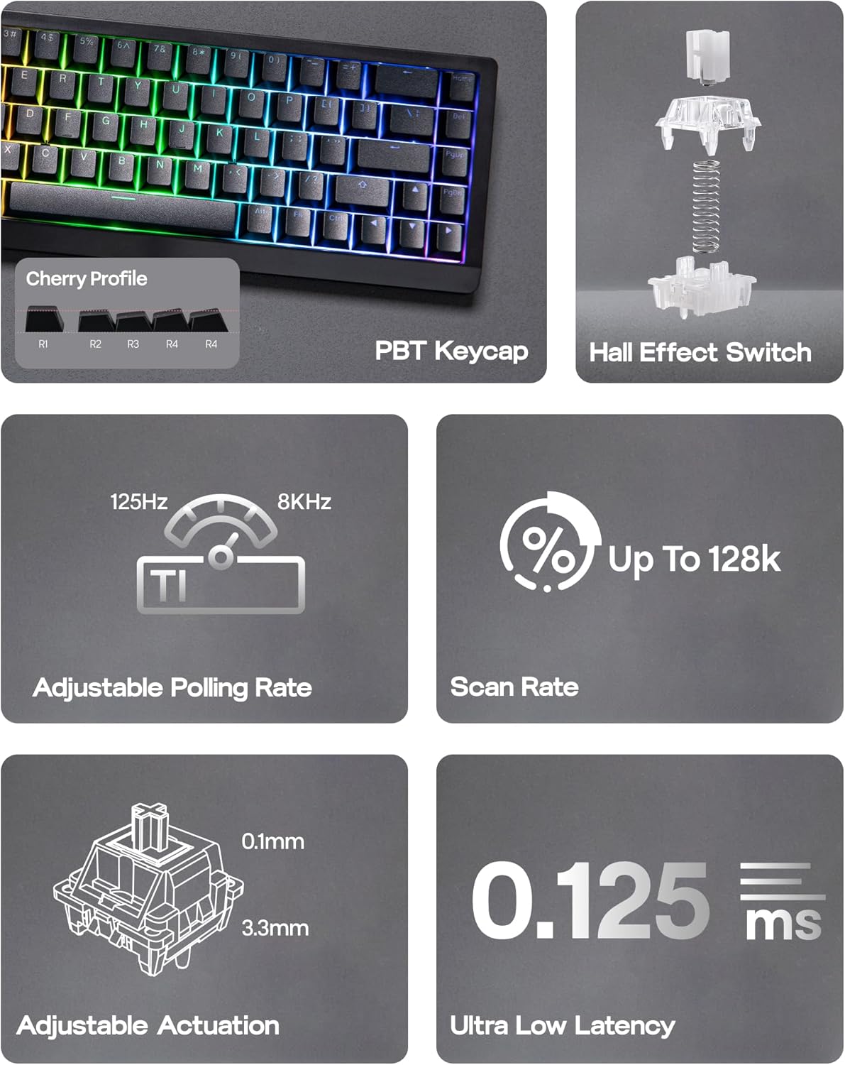 Thumbnail 2 de EPOMAKER HE68 Lite Hall Effect Gaming Keyboard (HE68 Lite) – 65% wired board with 8k polling, A-RGB and adjustable fast trigger