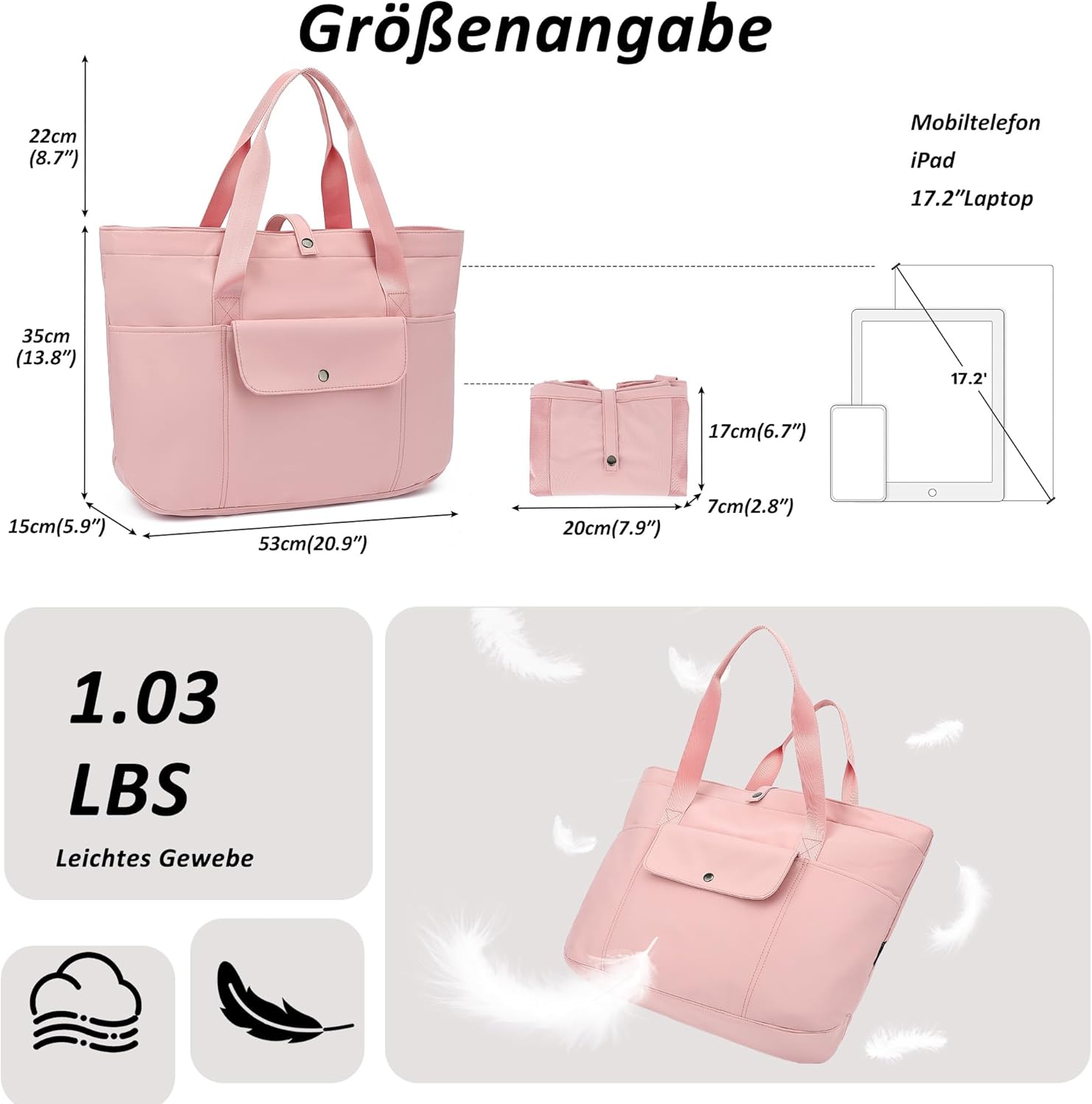 Thumbnail 2 de TANTOMI Handtasche für Damen – geräumige Strand-/Arbeits-/Sporttasche mit Laptop-Platz