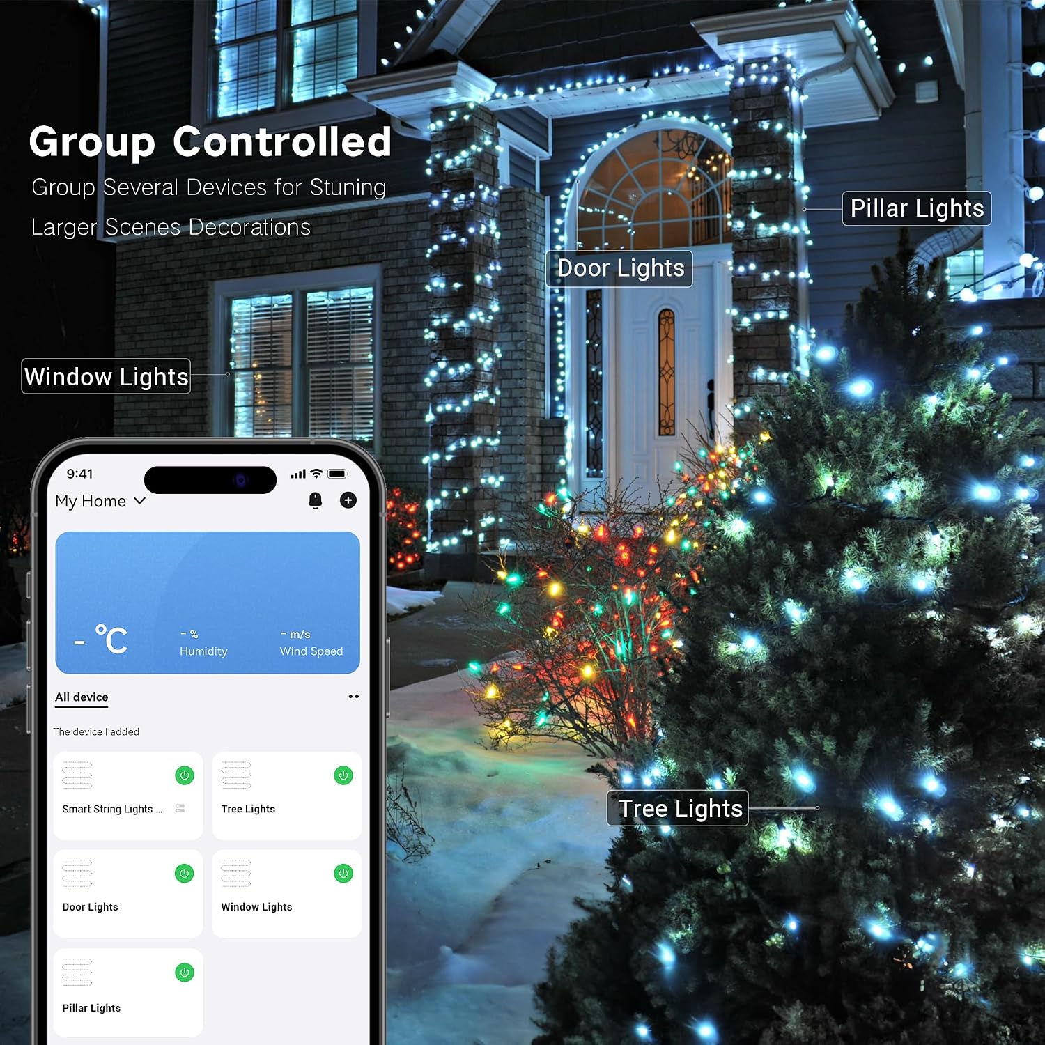Detalle de Brizled JT-EL/FC300V0300-H10 Smart RGB String Lights, 300 LEDs, Wi-Fi