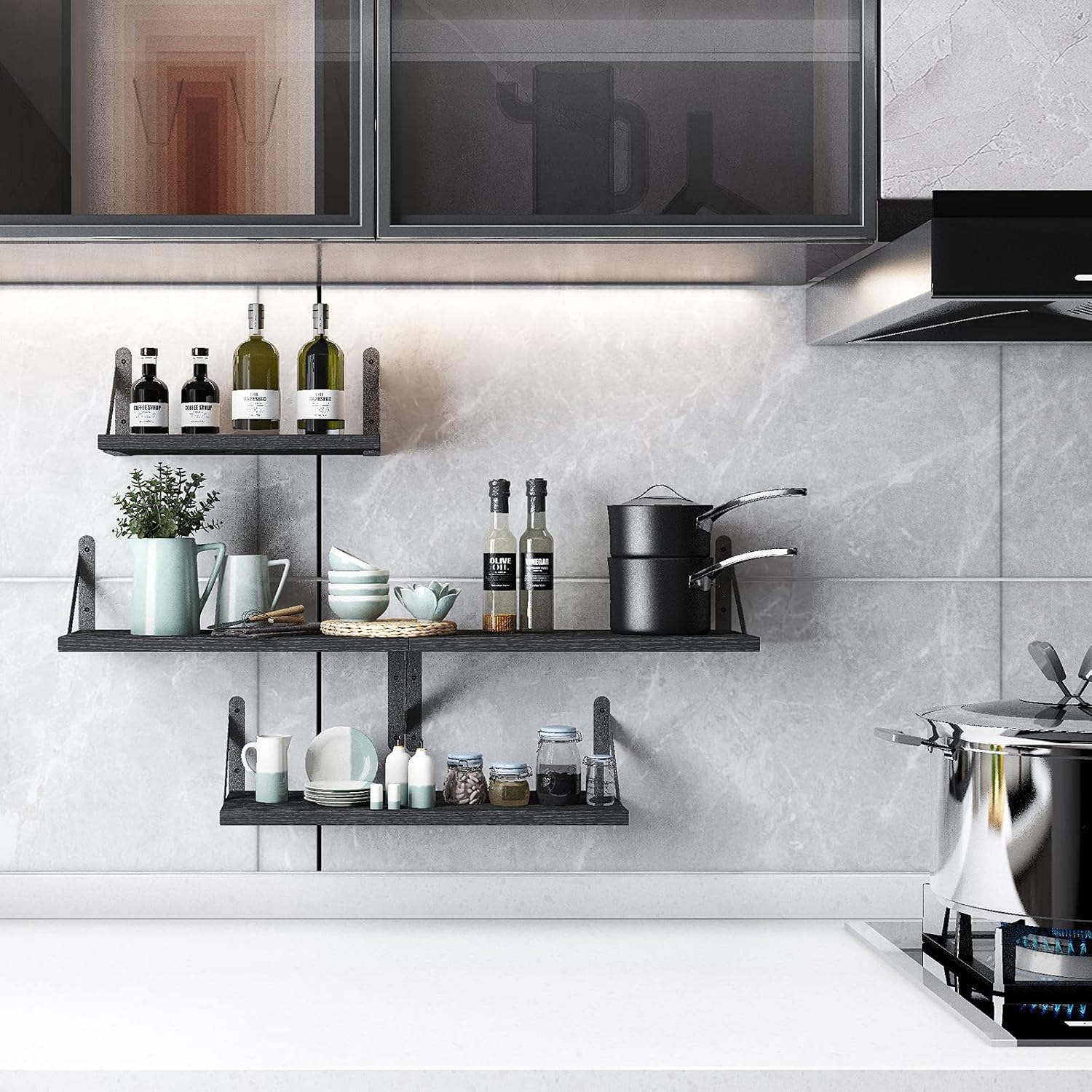 Detalle 2 de YGEOMER Floating Wall Shelves Set of 4