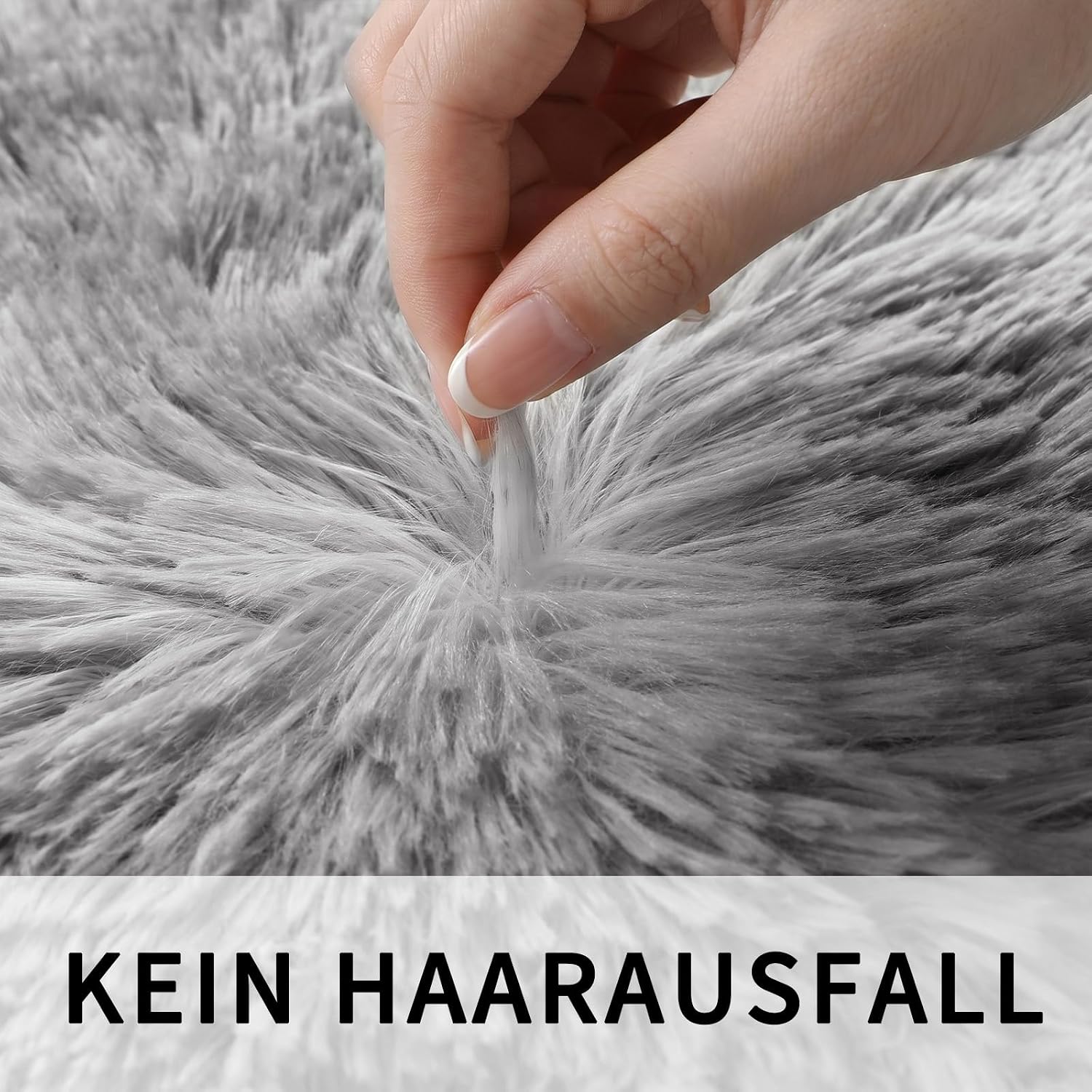 Detalle 2 de Sour Lemon Hochflor Teppich in Grau (240 x 340 cm) – waschbar, rutschhemmend, extra groß für Wohnzimmer & Schlafzimmer