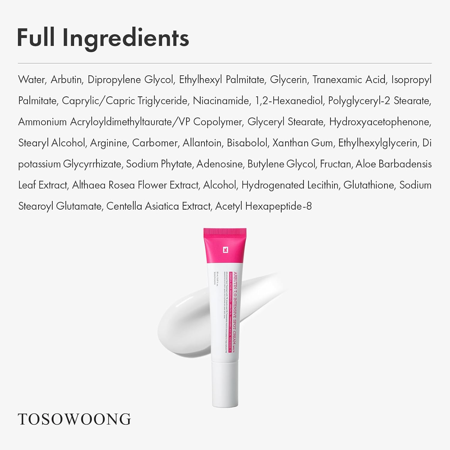 Thumbnail 5 de TOSOWOONG Arbutin 7% Intensive Spot Cream (70,000ppm), 20ml for Dark Spots & Freckles
