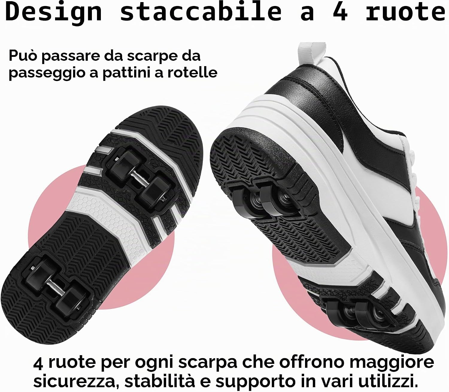 Detalle 2 de ANEFUN Scarpe da skate per bambini con ruote – versatili e sicure