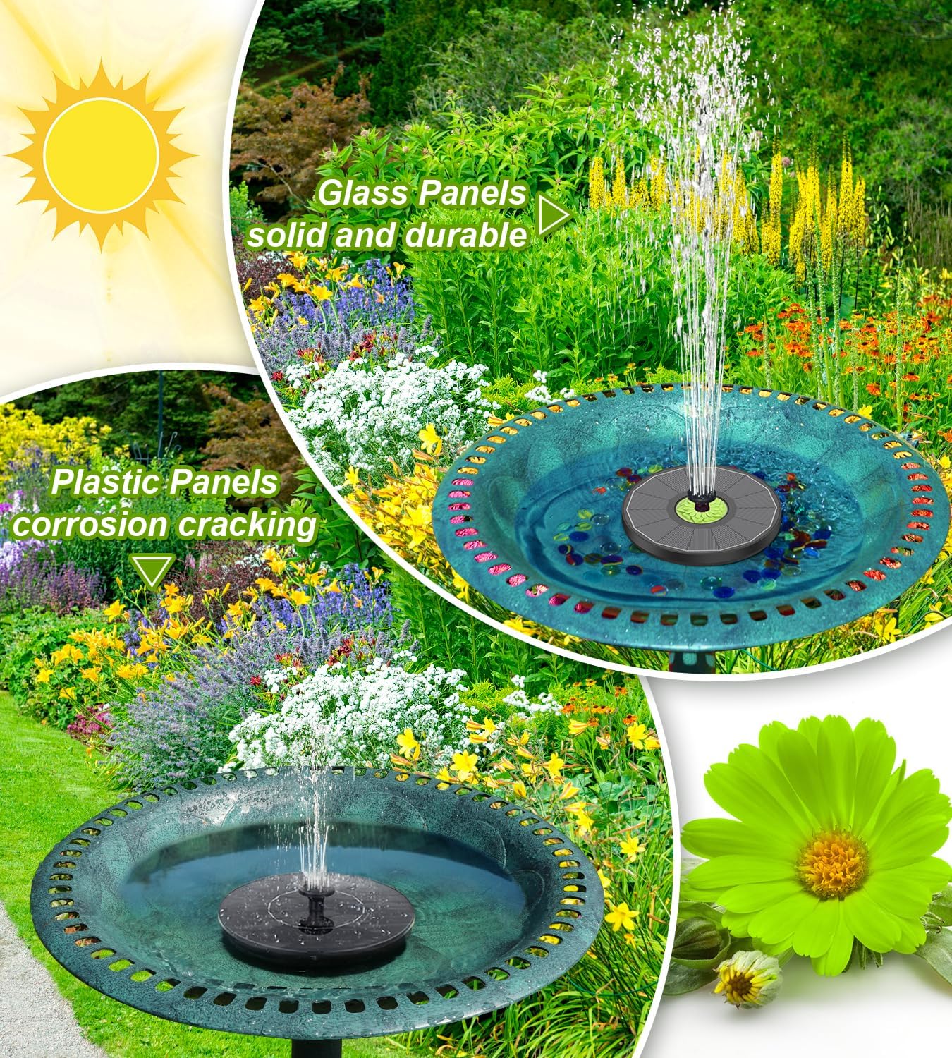 Thumbnail 2 de SZMP Solar Springbrunnen 3.5W Glas Teichpumpe