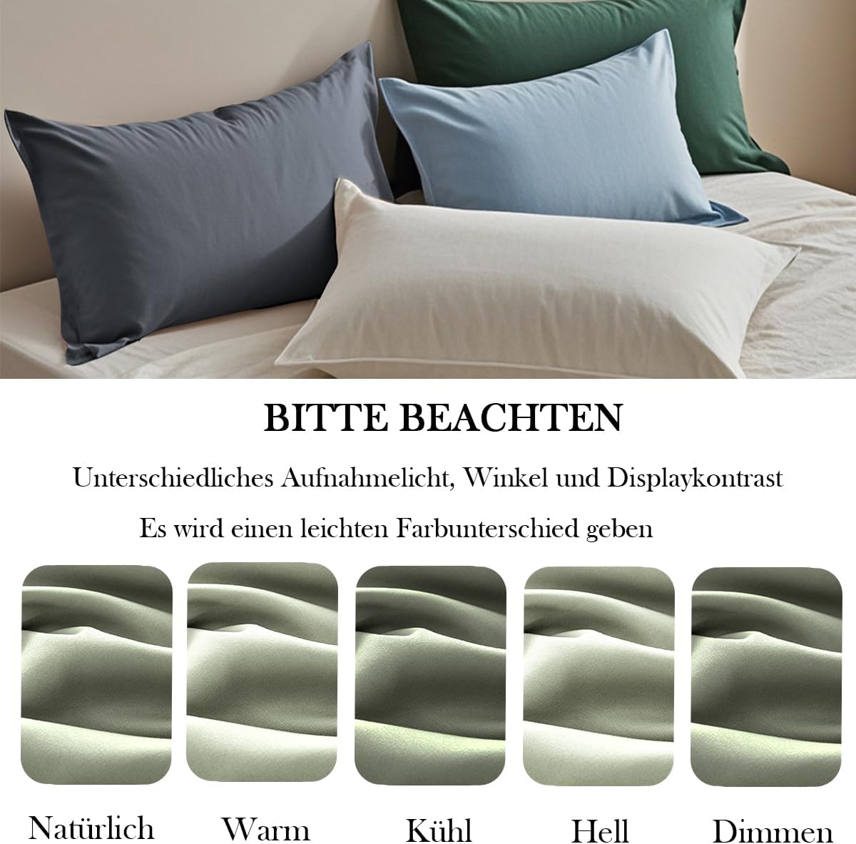 Thumbnail 6 de Nesture Kissenbezug 50x50 cm – 2er Set in Salbeigrün aus Mikrofaser