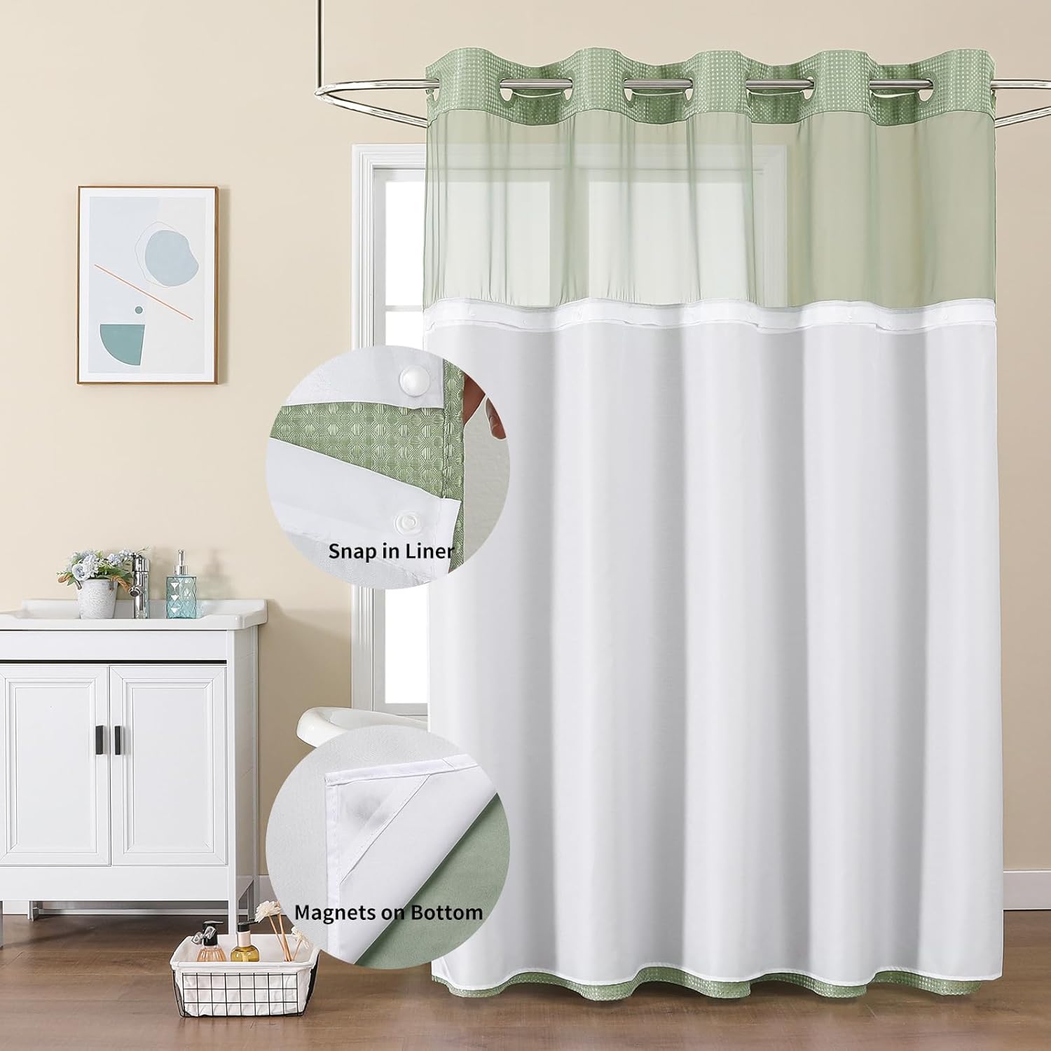 Detalle 2 de Colorful Star No Hook Shower Curtain 72"