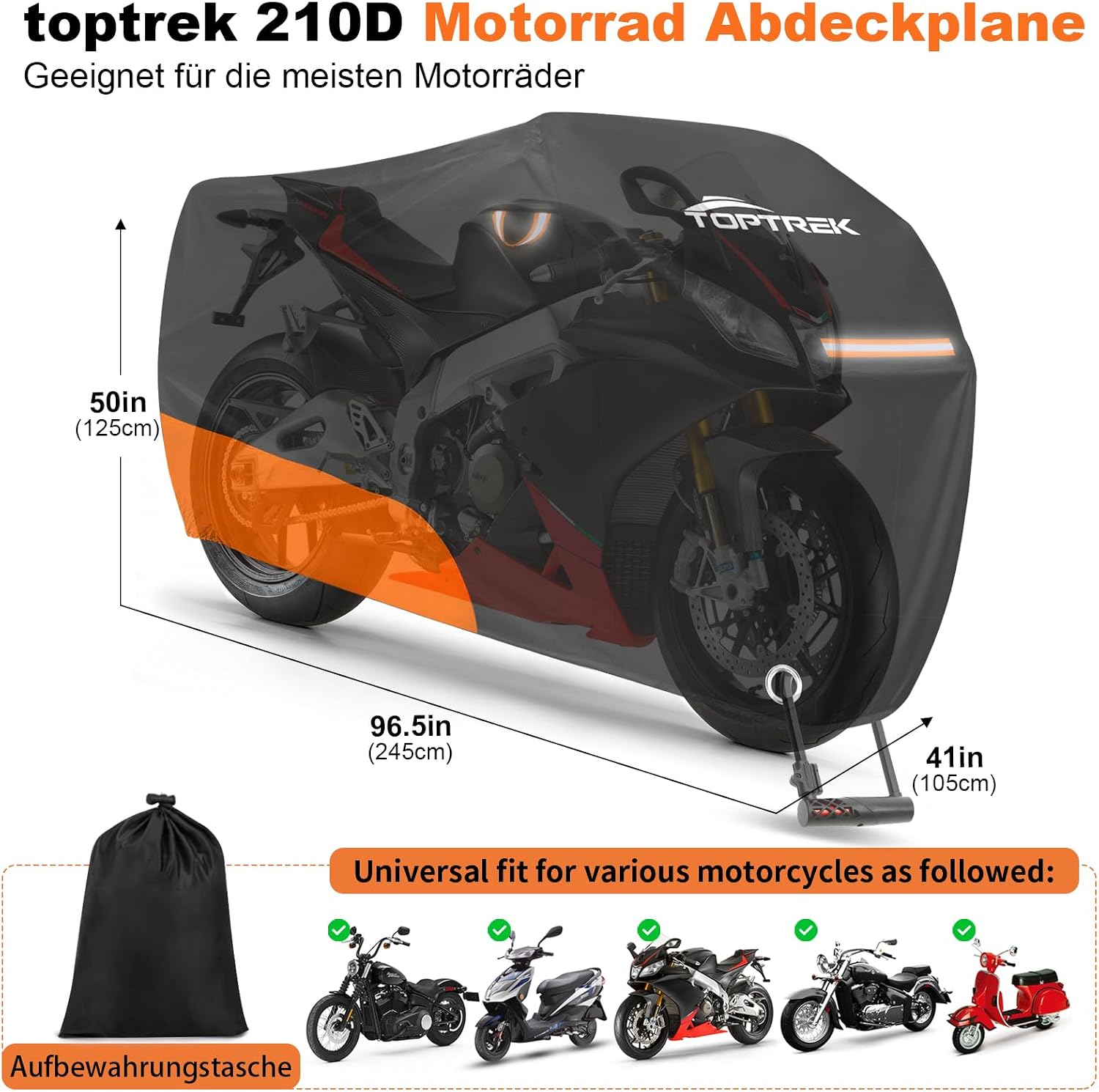 Thumbnail 1 de toptrek Motorrad Abdeckplane Outdoor XXL 245x105x125cm