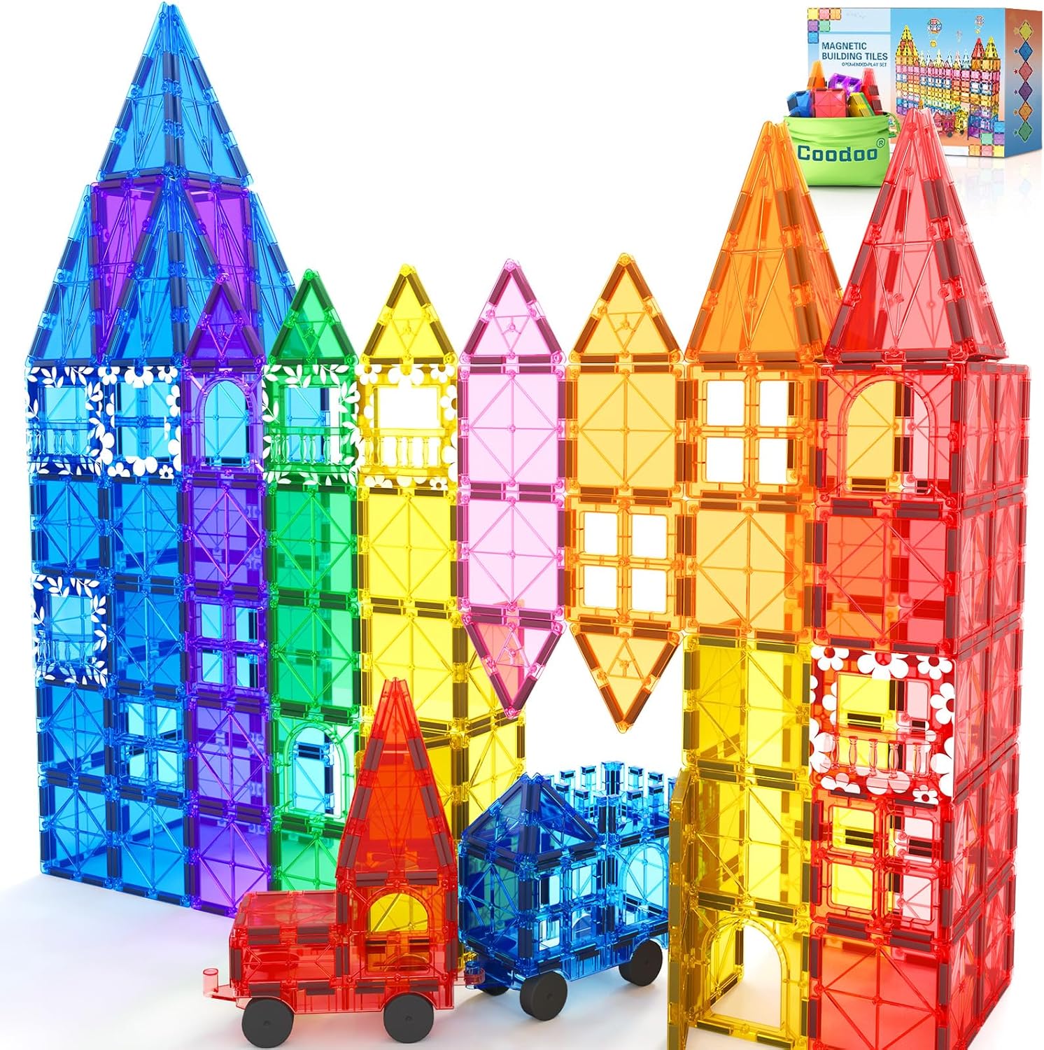 Detalle de 100 Magnetische Bausteine STEM Set mit 2 Autos