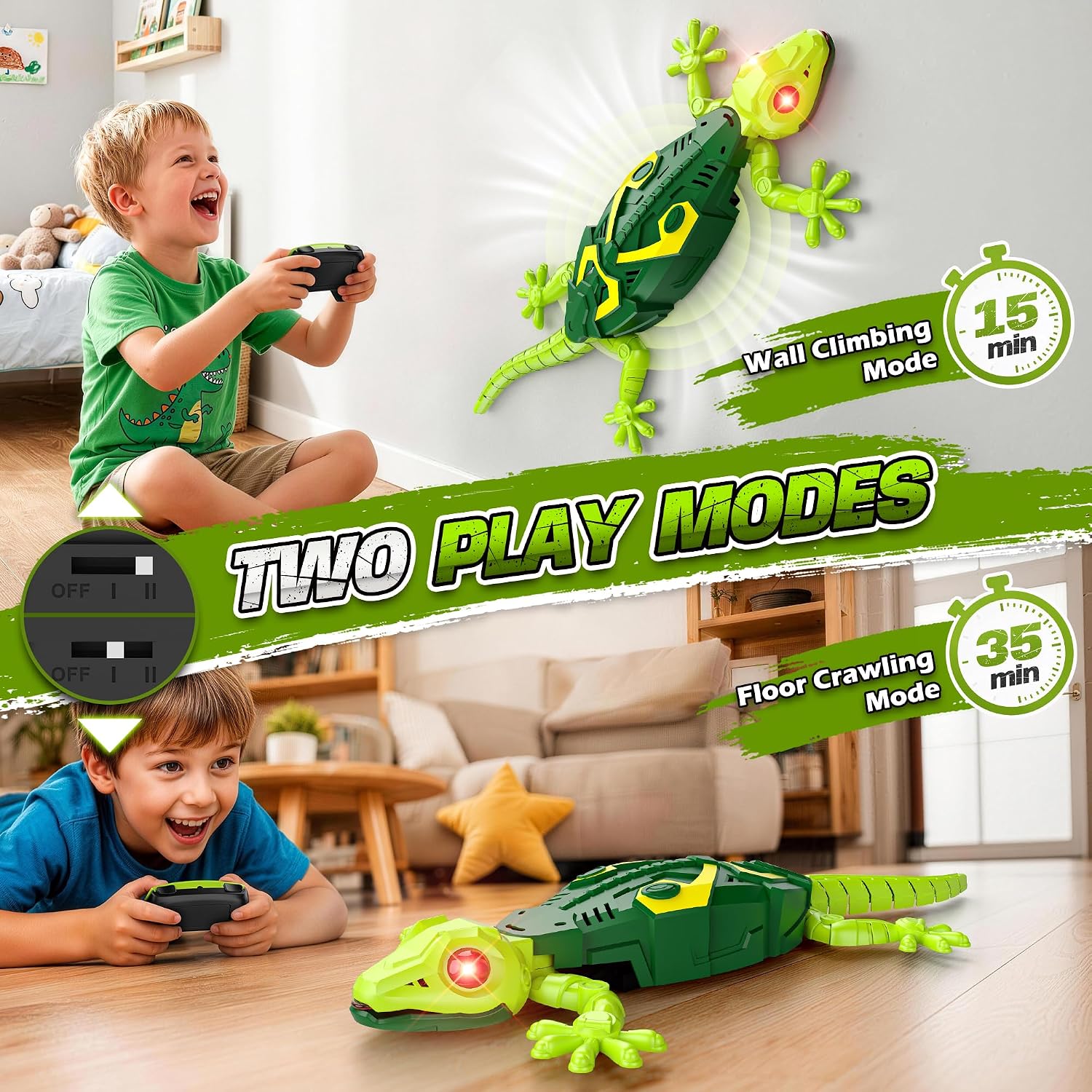 Detalle de Rcfunkid SM51S Wall-Climbing Gecko Toy, Rechargeable RC with LED Eyes