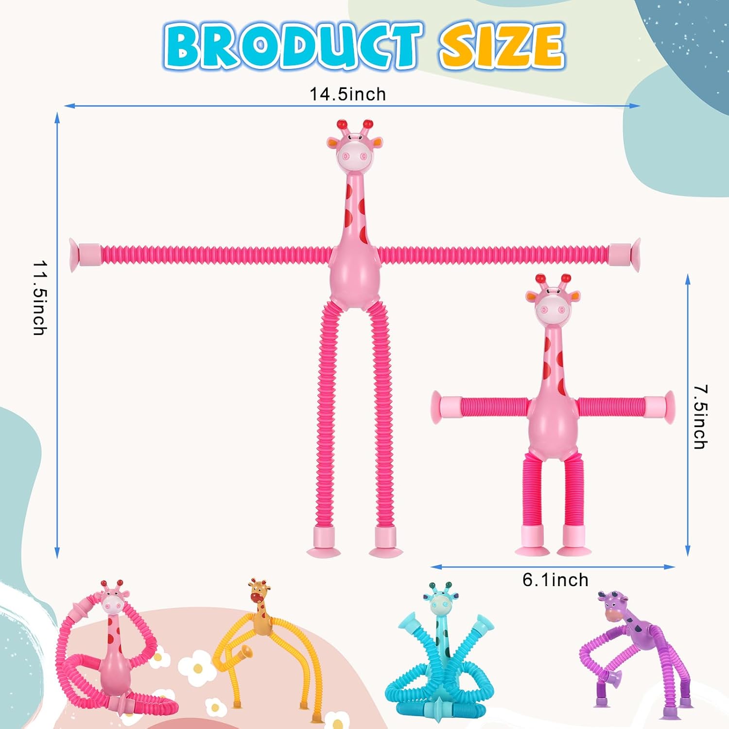 Thumbnail 2 de XONTEUS Pop Tubes Giraffe Travel Toys 4pcs