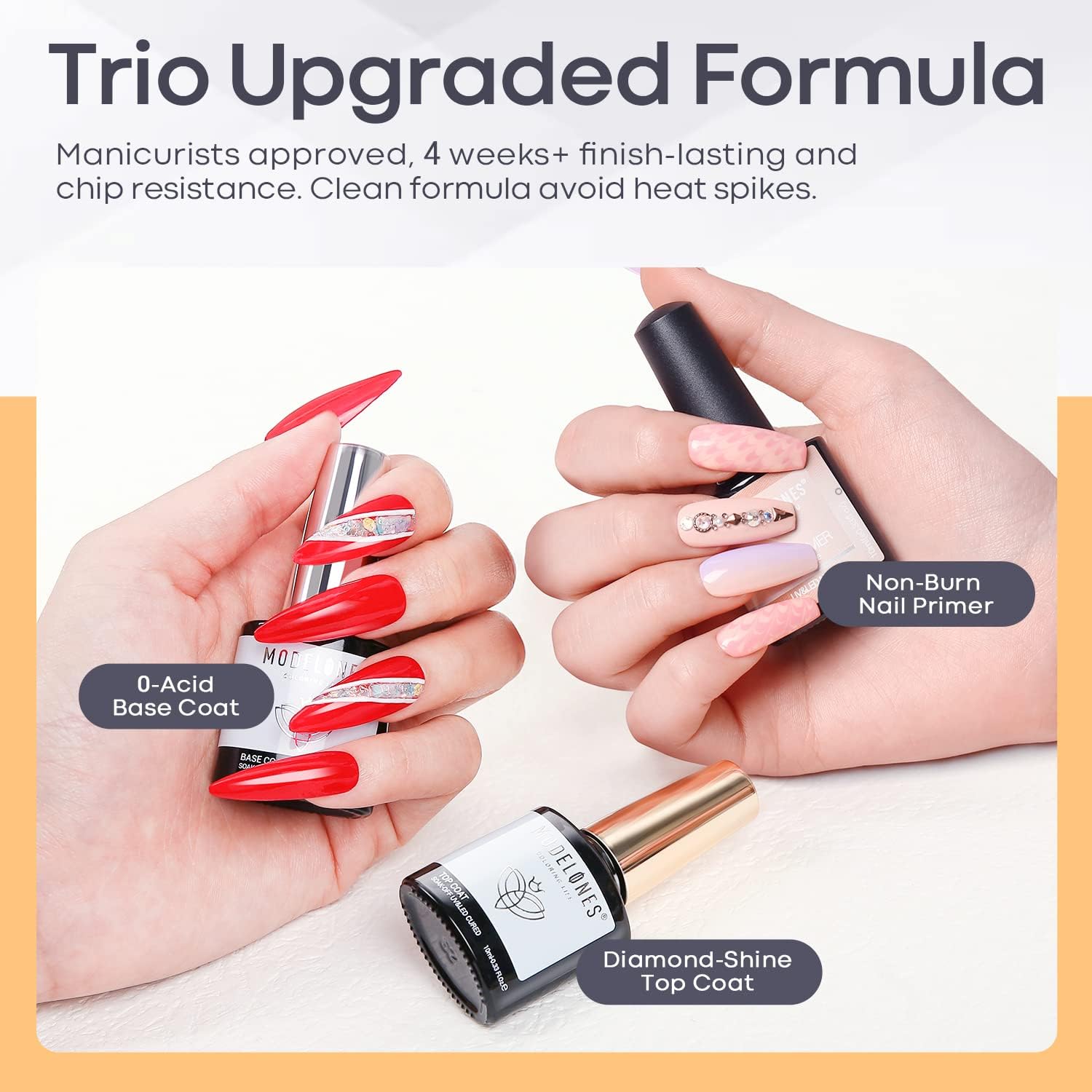 Thumbnail 1 de Modelones MO-DB0256 base coat, top coat y primer para uñas, 3 x 10 ml
