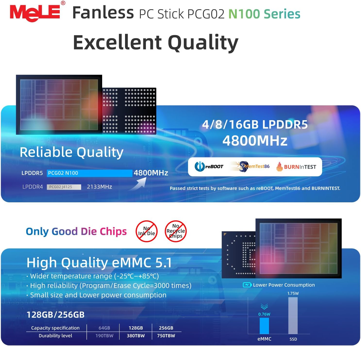 Thumbnail 3 de MeLE Fanless Mini PC Stick PCG02 (N100) — Thin, silent computing on the go