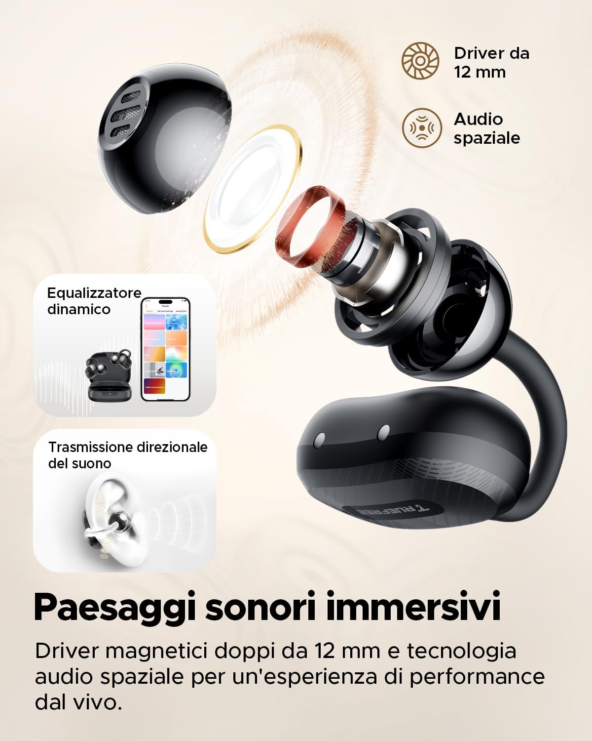Thumbnail 3 de truefree C10 auricolari wireless open-ear 28 ore