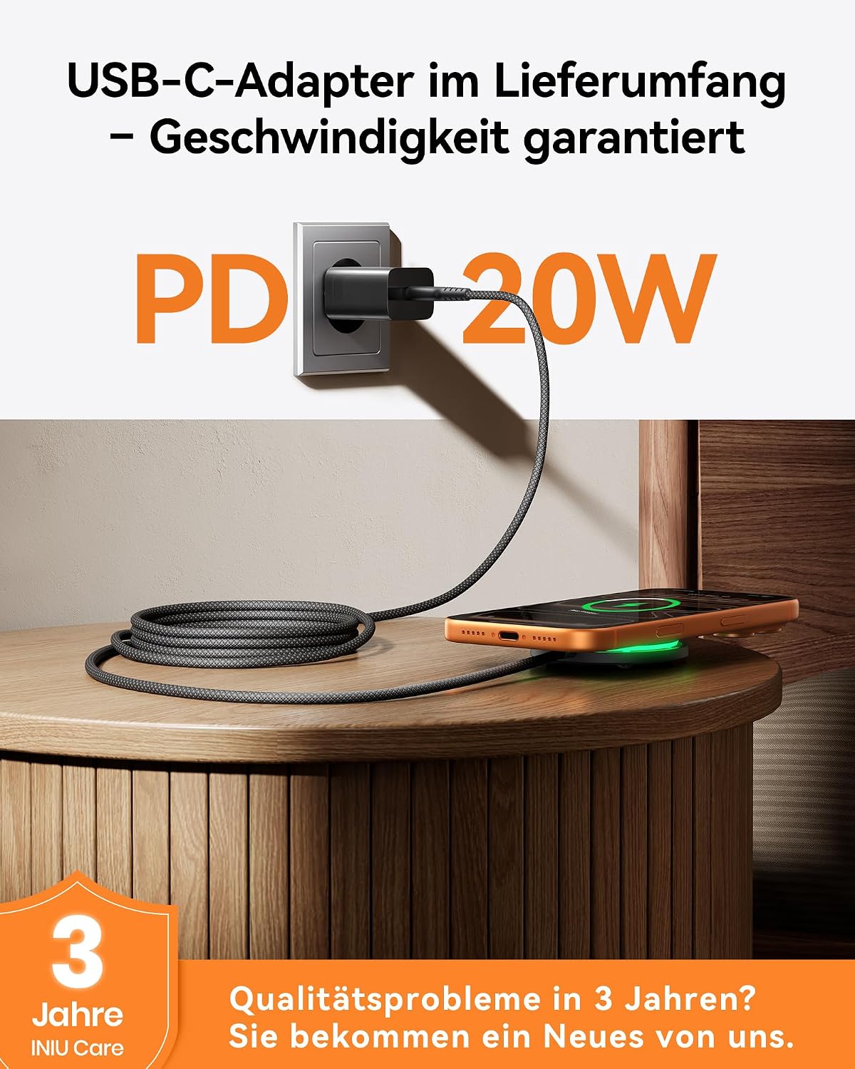 Detalle 1 de INIU Mag Safe Ladegerät 15W Qi2 Ladestation
