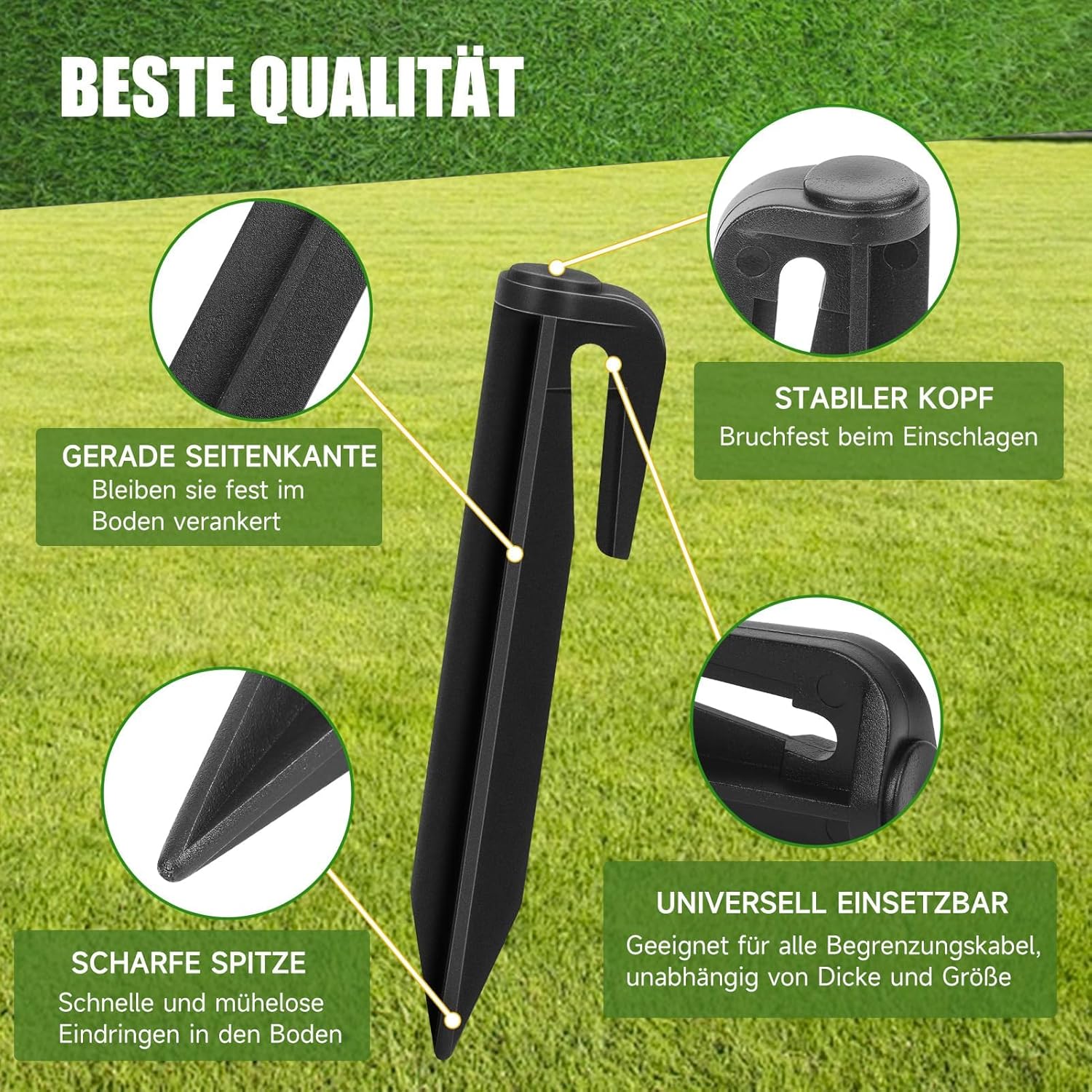 Detalle 2 de HAUSPROFI 150 m Begrenzungskabel Set für Mähroboter inkl. 450 Erdspießen & 15 Verbindern (Ø 2,7 mm)