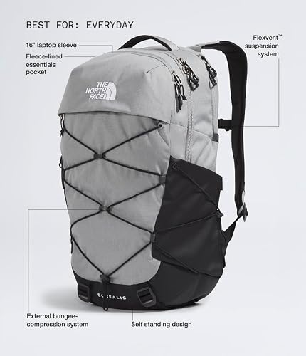 Detalle de The North Face Borealis Laptop Pack - Meld Gy Dk Hth / TNF Blk-NPF, OSFA