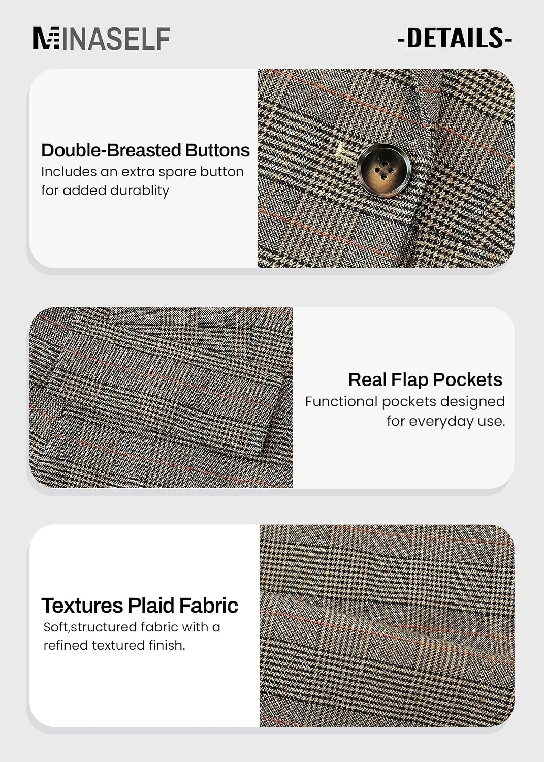 Thumbnail 5 de Mina Self 2026 Plaid Houndstooth Blazer 2026