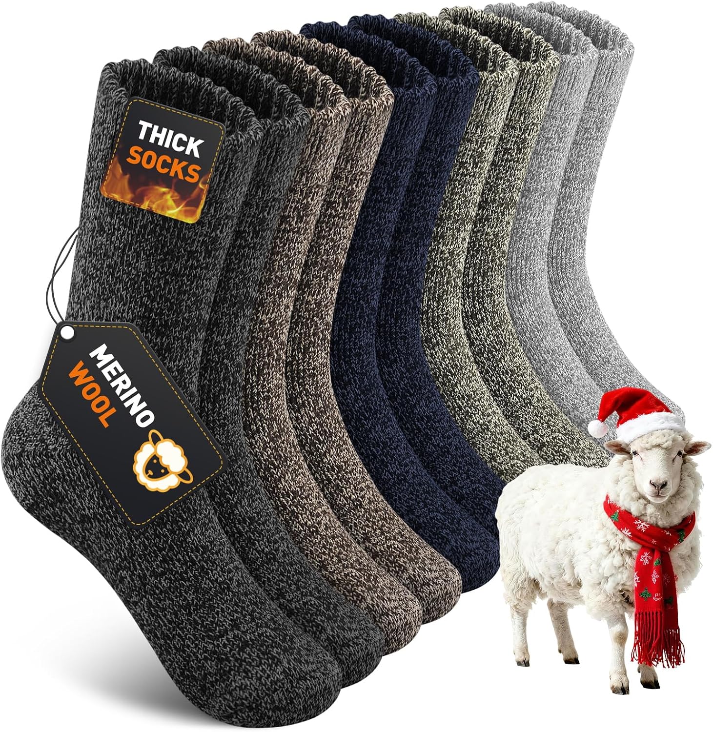 Thumbnail 6 de YUTYTH Merino Wool Socks Mens - 5 Pairs Thick Winter Wool Hiking Socks, Warm Thermal Mens Crew Socks Breathable Moisture-Wicking Outdoor Boot
YUTYTH Merino Wool Socks Mens - 5 Pairs Thick Winte…