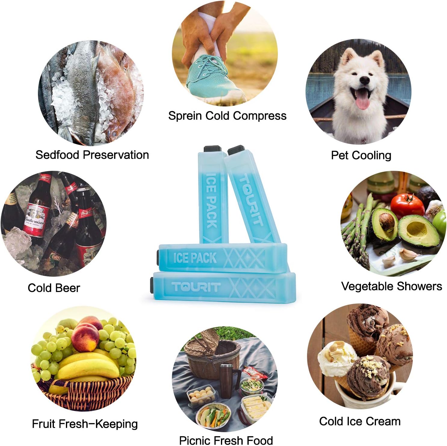 Thumbnail 5 de TOURIT Kühlakkus Kühlstreifen im 4er-Set (blau) – wiederverwendbare Kühlelemente für Kühltasche, Kühlbox & Kühlrucksack